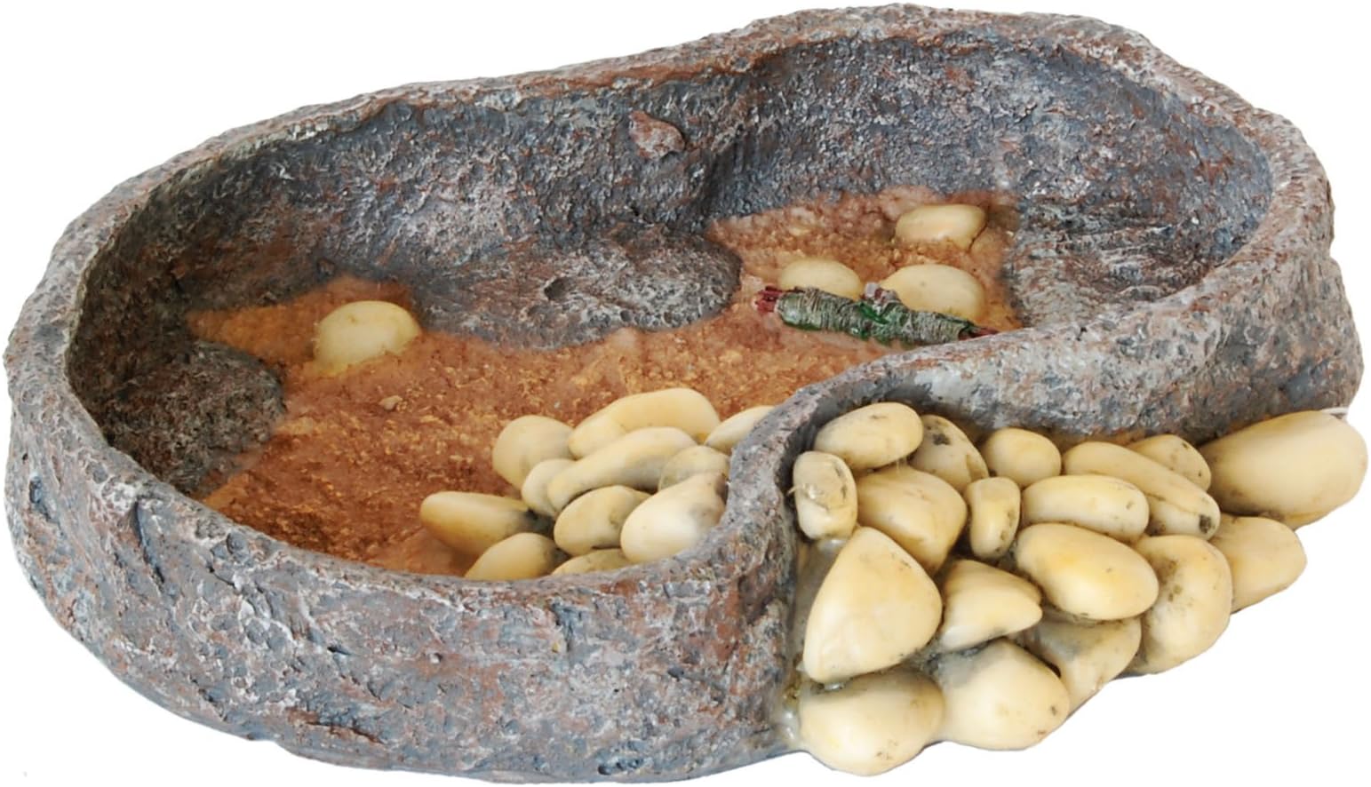 Reptile Pebble Rock Food Feeder Water Dish Vivarium Decoration FP28276