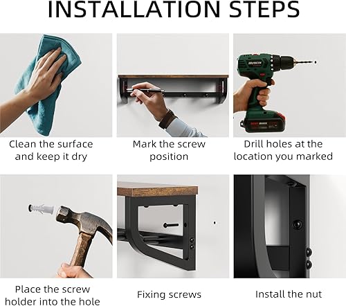 Miniatura 7 de Perchero de pared, estante de pared de madera con ganchos, colgador de pared con 4 ganchos de metal, organizador de perchero montado en la pared