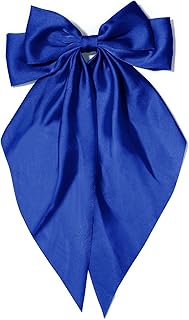 Large Hair Bows for Women Royal Blue Silky Satin Hair Bow Hair Clips Long Tail French Hair Ribbon Coquette Bows Hair Barrettes for Girls