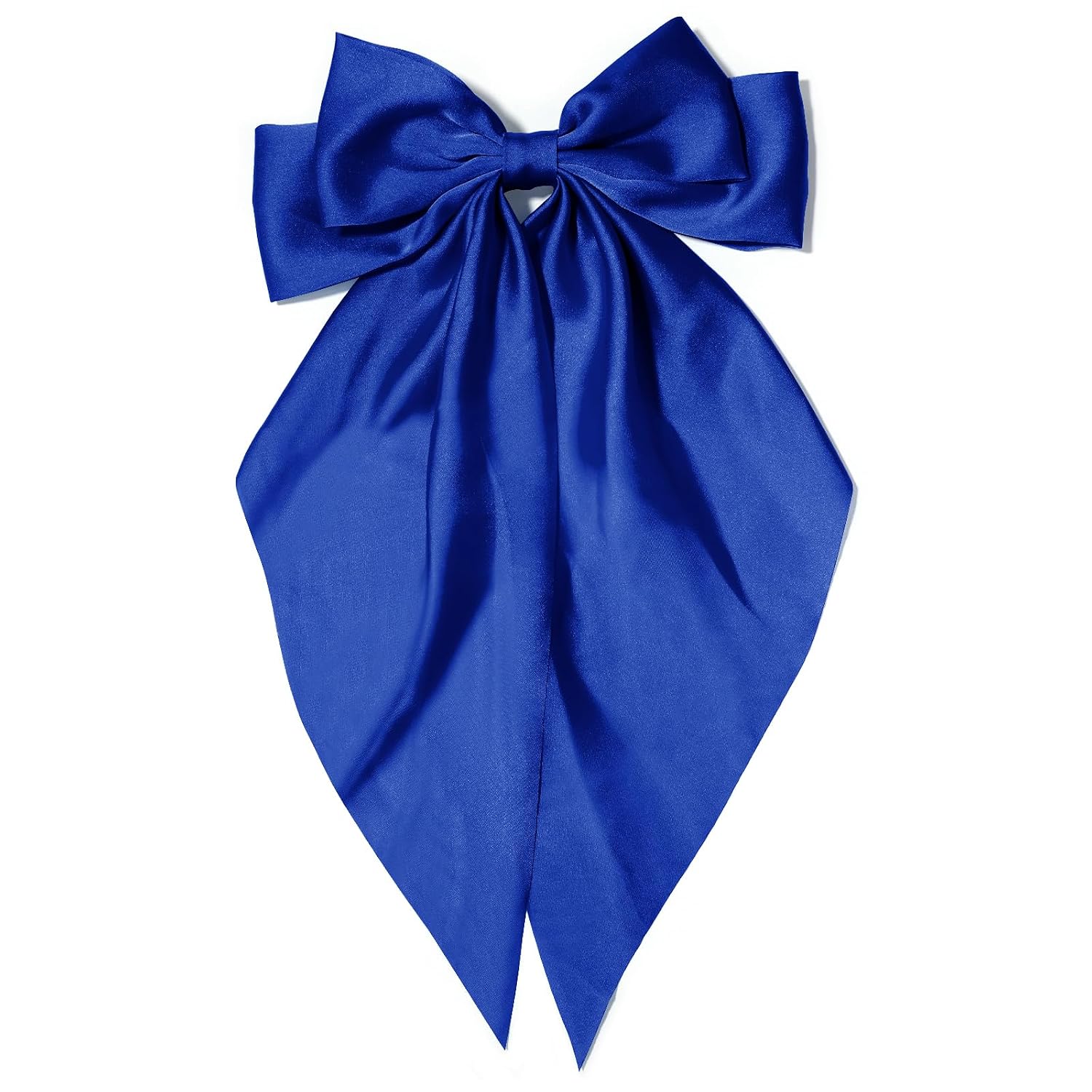 Large Hair Bows for Women Sapphire Blue Silky Satin Bow Hair Clips Long Tail Cute Hair Ribbon Coquette Bows Hair Barrettes for Girls