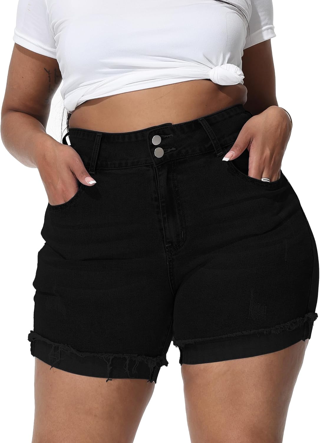 Womens Plus Size Jean Shorts High Waisted Stretchy Jordan Ubuy