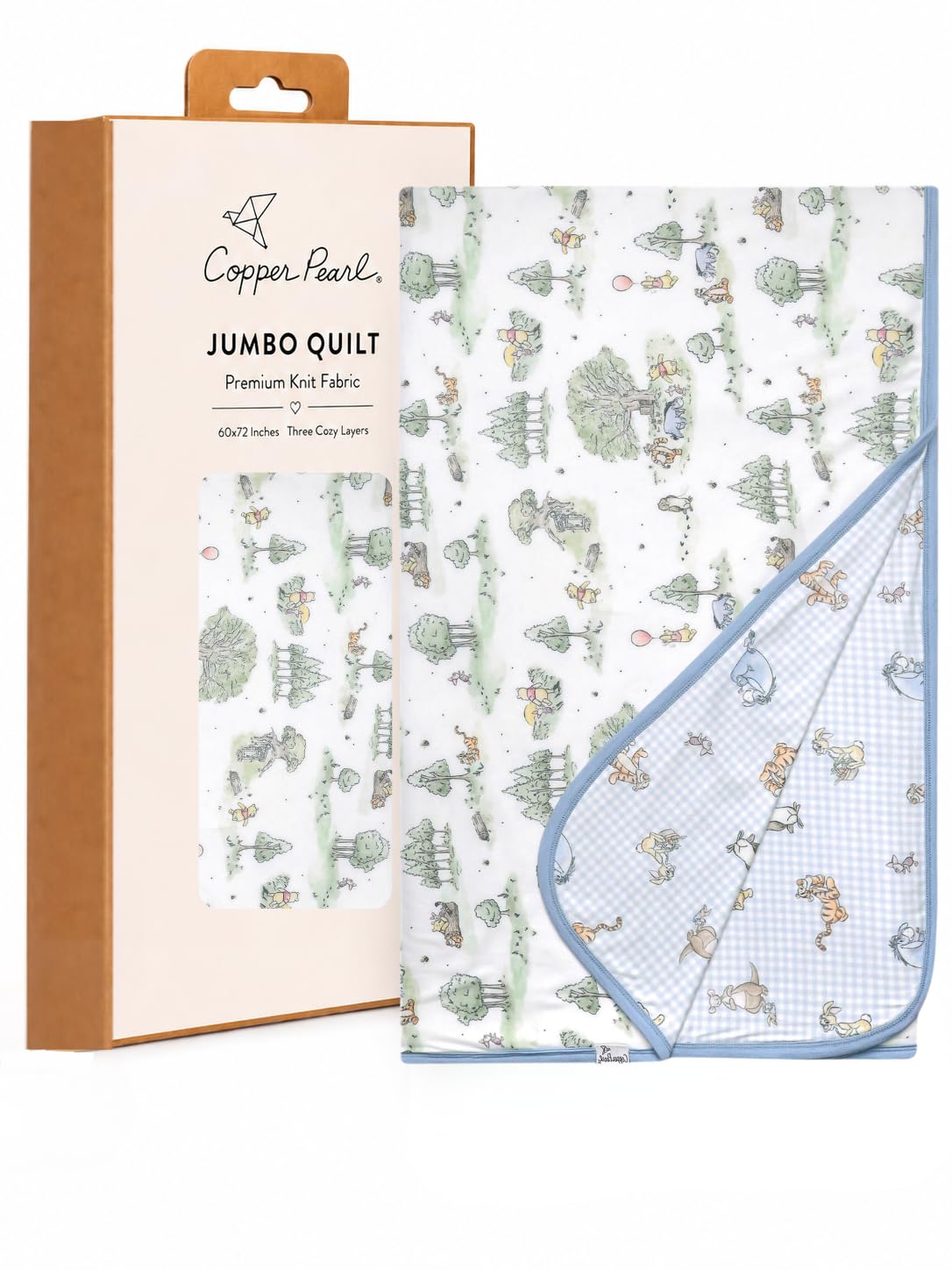 Copper Pearl Jumbo Three-Layer Baby Blanket: Soft Baby Quilts for Boys and Girls | Breathable, Cozy, Toddler Blanket | Baby Quilt for Newborns | 60x72 Premium Material | Hundred Acre Wood