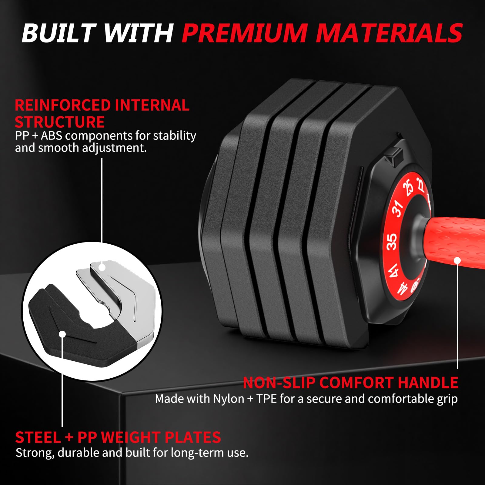 Adjustable Dumbbell Set Pair 25 lb or 50lb,10-in-1 Free Weight | 1-Second Dial Weight Adjustment,Space-Saving Design with Storage Base, Home Gym Strength Training Equipment