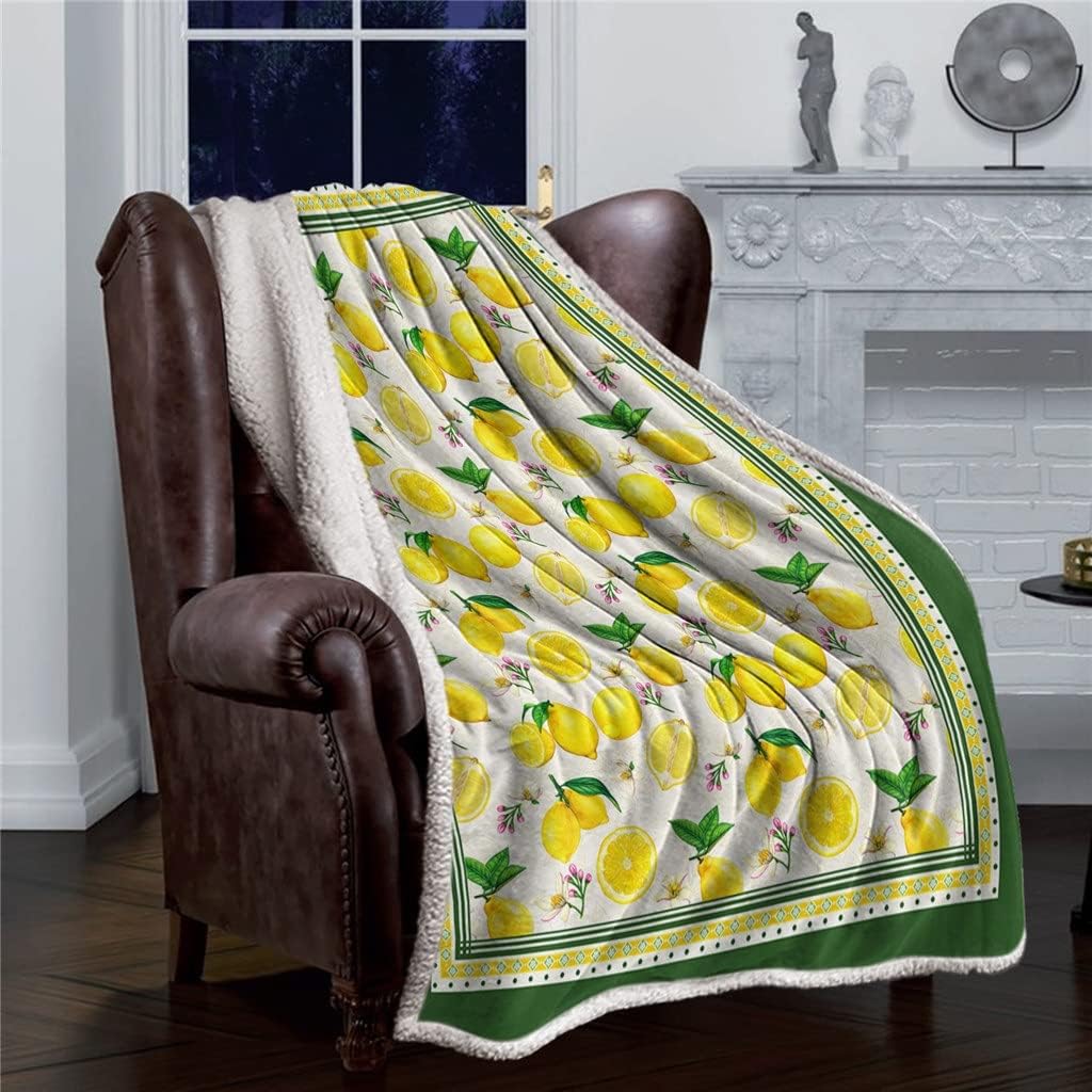 Lemon Idyllic Plaid Fruit Soft Throw Blanket Bedding Flannel Fleece Blankets Winter Autumn Sofa Bedspread Sheets