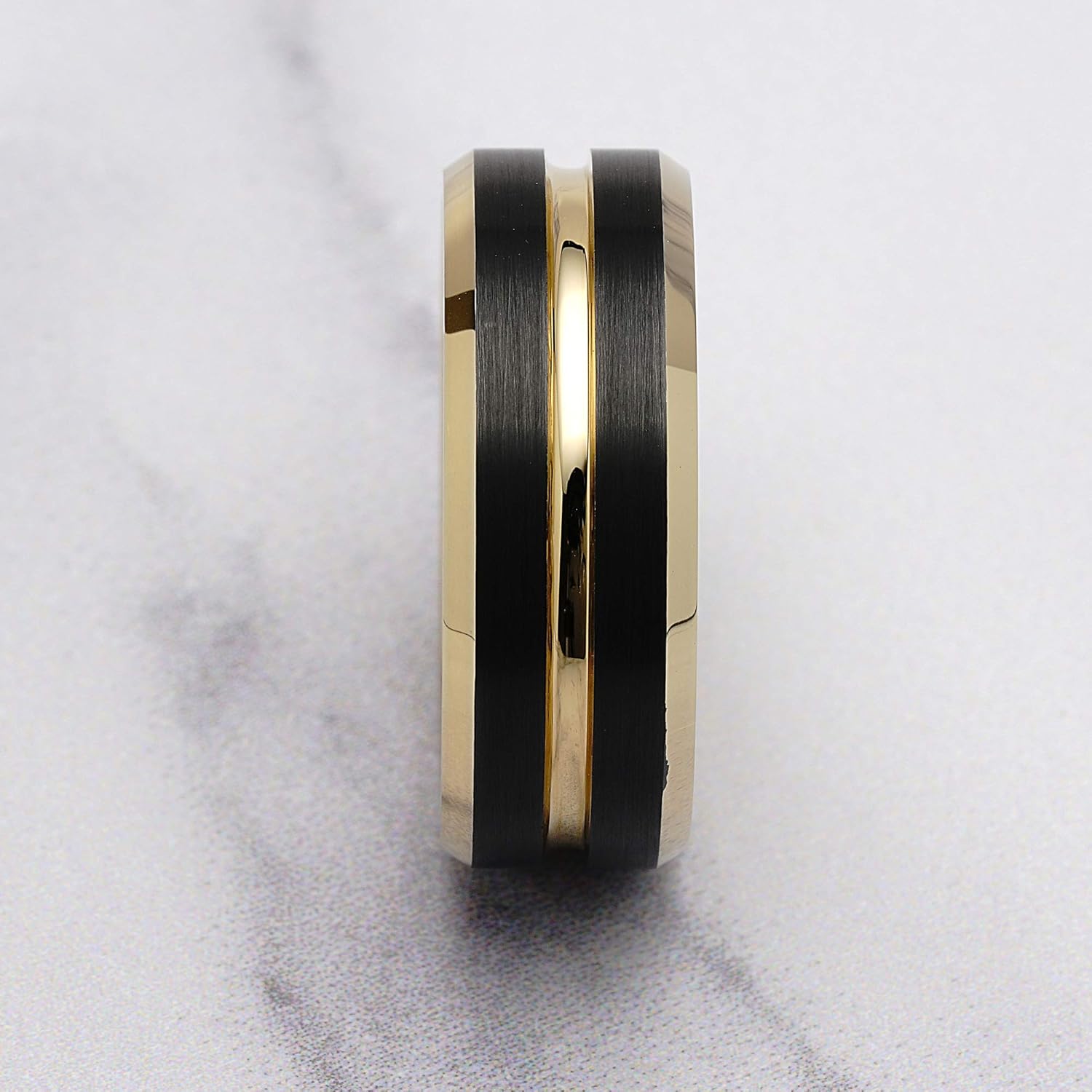 100S JEWELRY Engraved Personalized Tungsten Rings for Men's Wedding Bands Black Matte Gold Grooved Center Size 6-16 - Image 3