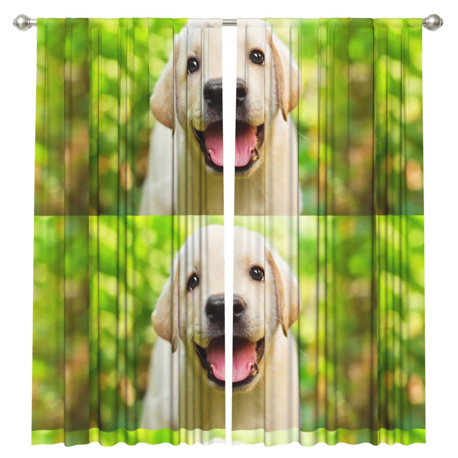 InOmak Labrador Retriever Puppy Dog, 2 Panels Window Curtains 52 x 84 Inch Blackout Curtains for Living Room Bedroom