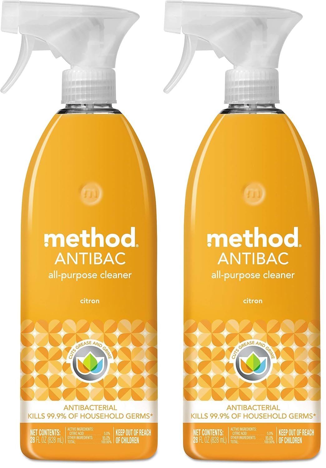 Method Antibacterial All-Purpose Cleaner Spray Citron Kills 99 9 of Household Germs 28 Fl Oz Pack of 2