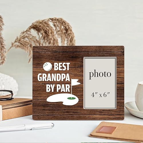 Miniatura 4 de Regalos de golf para hombres, marco de fotos para abuelo, regalos de golf para abuelo, marco rústico de madera de 8 x 10 pulgadas, montaje en pared