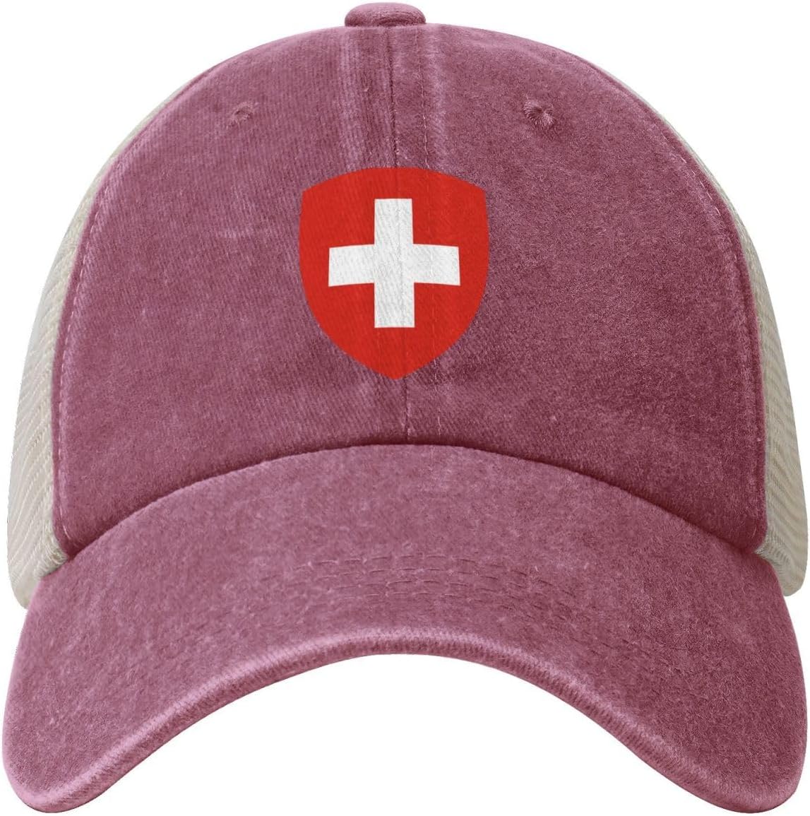 National Emblem of Switzerland Cowboy Mesh Baseball Cap for Swiss Man Woman Outdoor Adjustable Denim Hat - Image 2