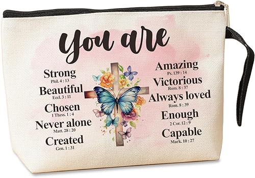 Miniatura 1 de Regalos cristianos inspiradores para mujeres, bolsa de maquillaje, regalos religiosos, bolsa de maquillaje con cremallera, bolsa de cosméticos con
