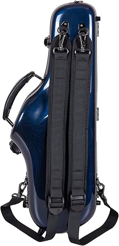 Miniatura 16 de Crossrock Funda recta para saxofón soprano de grado profesional, color azul zafiro, bloqueo TSA, protección Elite, correas desmontables