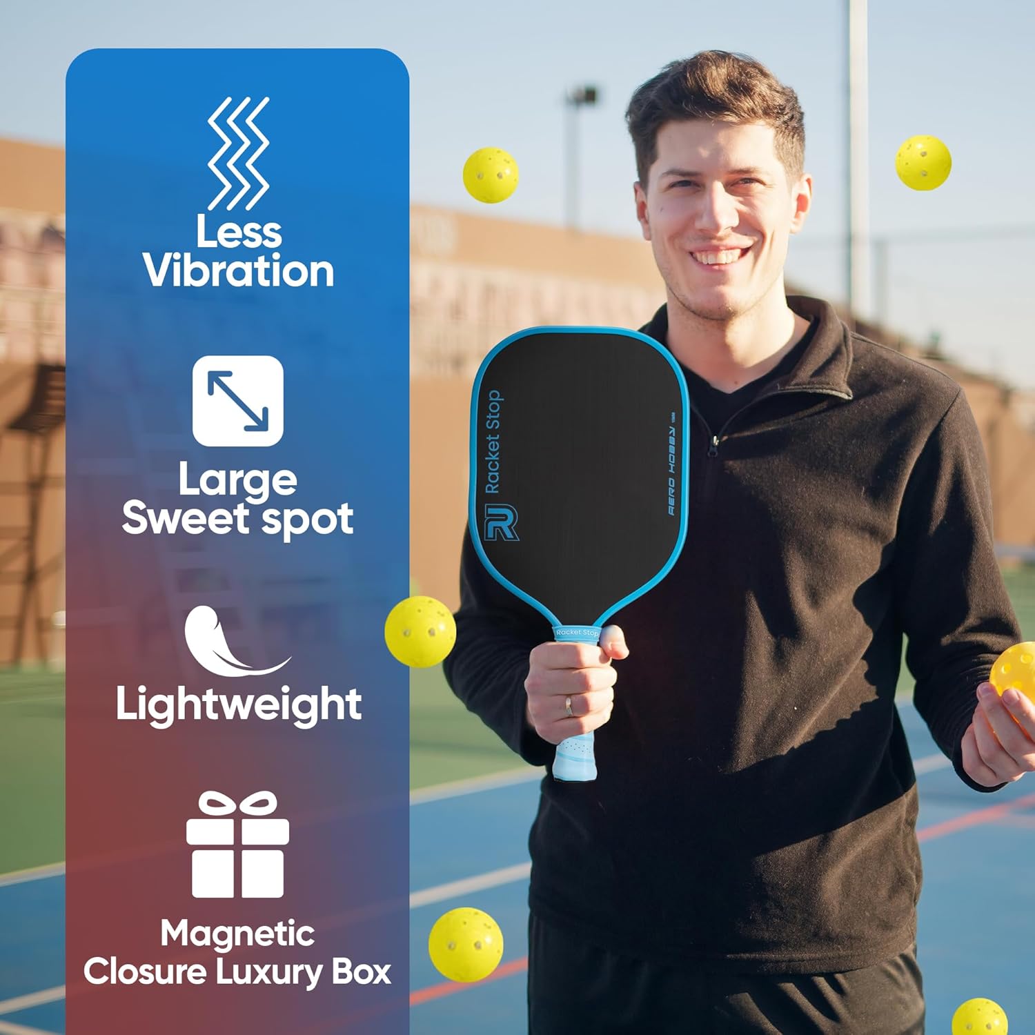 Aero Hobby Carbon Pickleball Paddle for Beginners & Recreational Players-Lightweight with Carbon Fiber Face, 16mm PP Honeycomb Core, Forgiving Sweet Spot, Cushioned Grip, Quality Gift Box