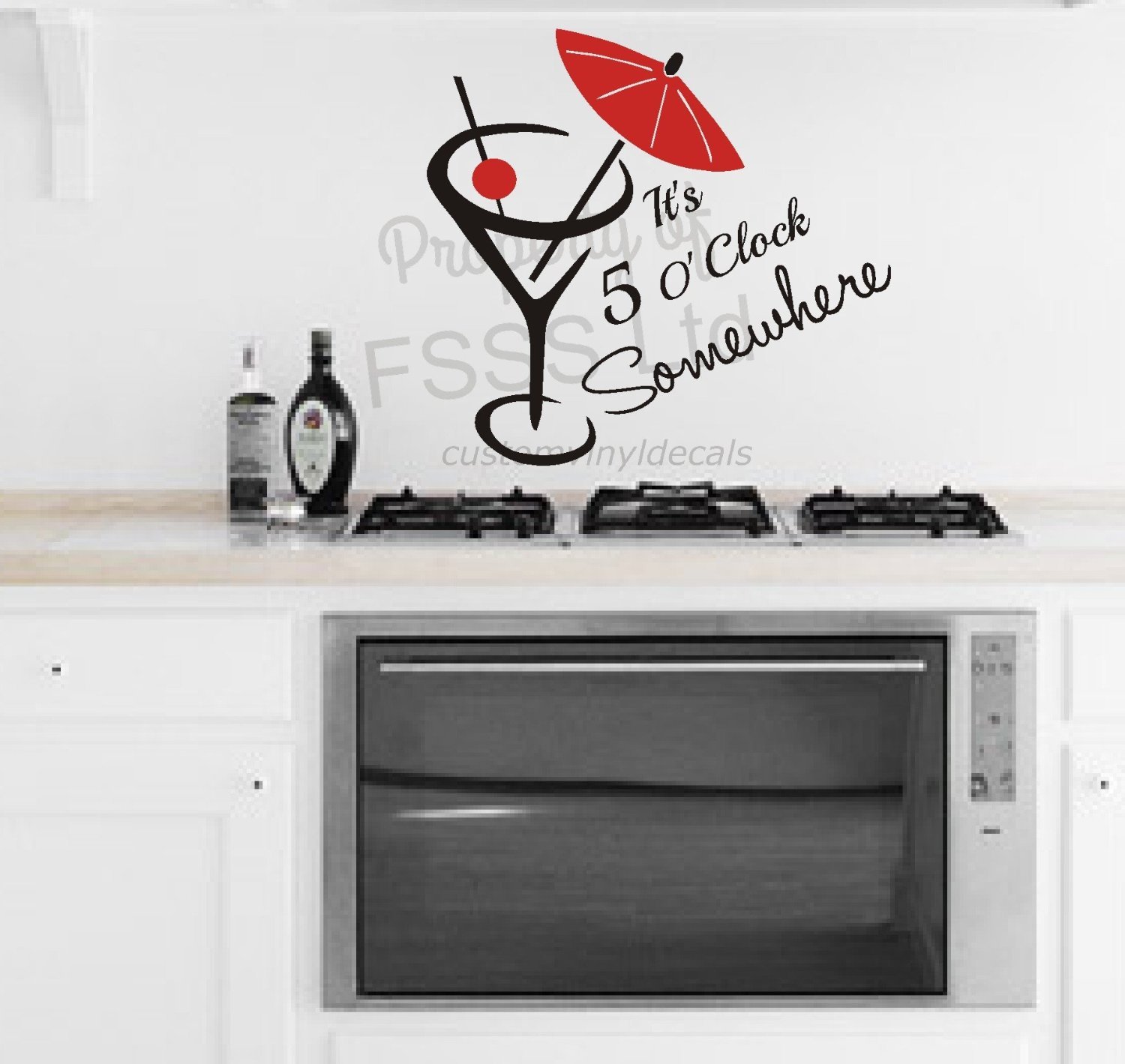 Fsss Ltd Black Its 5 O'clock Somewhere Bar Restaurant Quote Wall Art Sticker Diy Home (, 85X80cm)