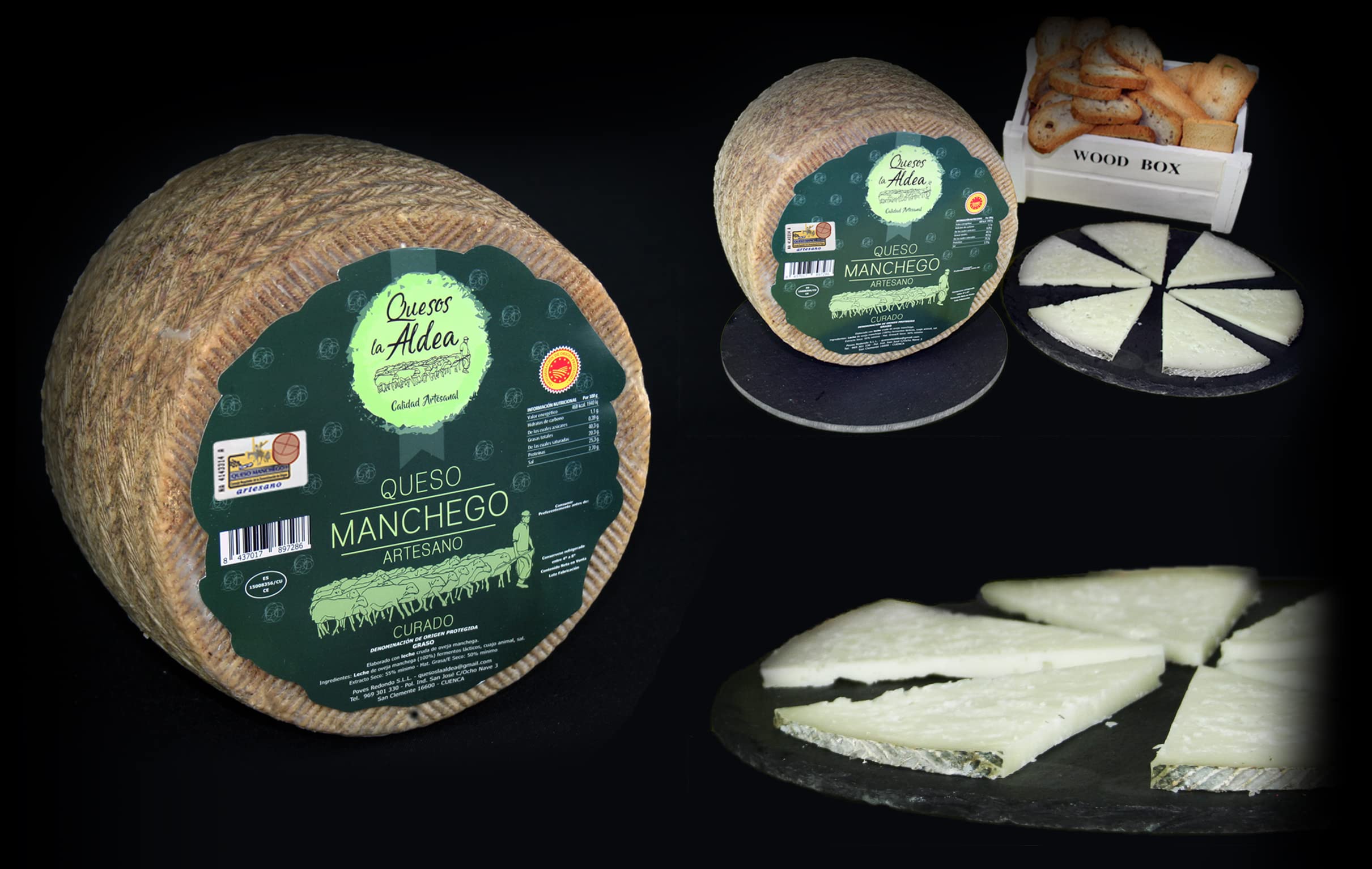 QUESOS LA ALDEA | Queso Manchego Artesano Curado de Oveja D.O. La Mancha | Pieza Pequeña 1 kg | Queso de Oveja Curado Gourmet | Ideal para Regalo, celebraciones, Cestas Gourmet y Packs Degustación