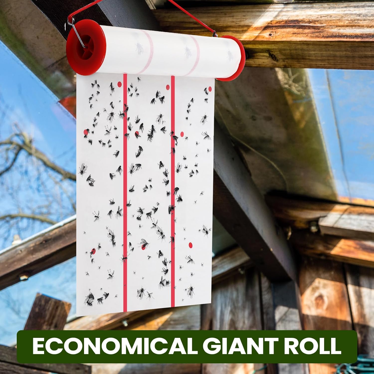 Qualirey Giant Sticky Fly Traps, Fly Strips for Indoor Outdoor Hanging Flying Tapes Non Toxic Ribbon Fruit Gnat Killer for Mosquito Plants House Horse Stable (30 ft,White,5 Pcs)