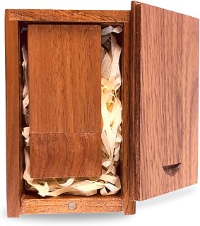 128GB USB 3.0 Flash Drive with Walnut Wood Gift Box of Sliding Lid TATMOHIK Memory Stick 128 GB Thumb Drive, USB Drive and Box Set (Walnut, 3.15 x 2 x 0.98 inch)