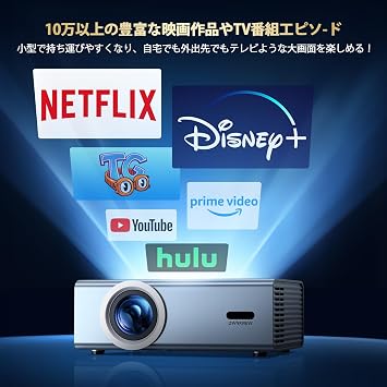 OWNKNEW Projector, Compact, For Household Use, 33,000 LM High Brightness, 4K Compatible, Easy to Use, Electric Focus, Low Noise, True 1080p Automatic Trapezoid Wi-Fi 6, Bi-Directional Bluetooth 5.4, Ceiling Projection, HiFi Speaker, 50% Zoom, 450 Inch Large Screen, Business Use, Home Projection Phone / PC / Compatible with DVD/PS devices, etc. as a gift