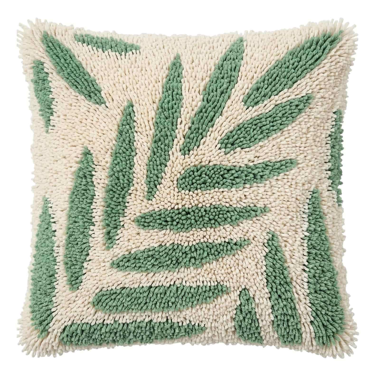 AxiangziK Latch Hook DIY Pillow Kit,Leaves Cushion Cover 43X43Cm