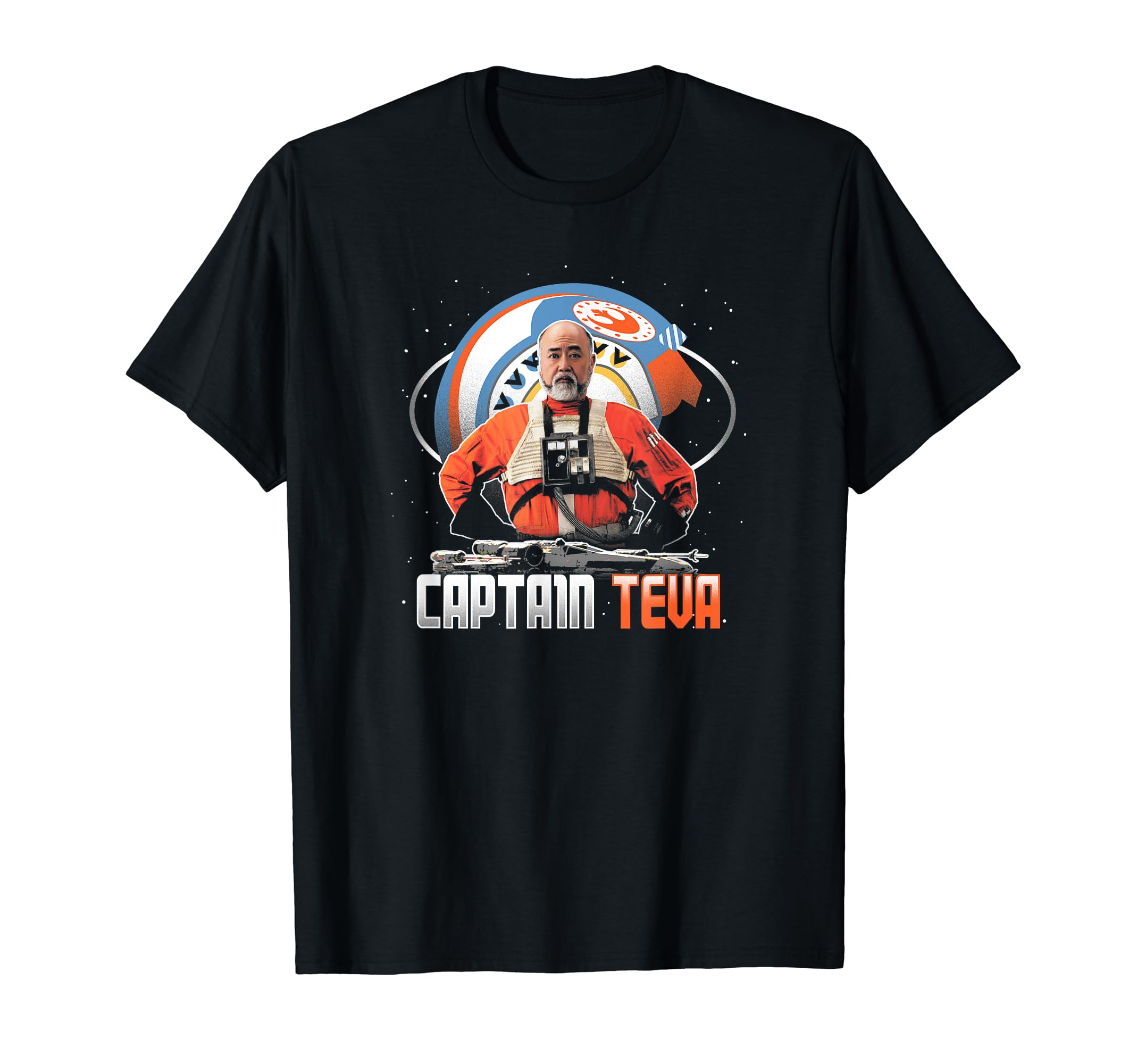 STAR WARSThe Mandalorian Captain Teva Retro Space Poster T-Shirt