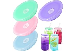 Joyclub 4 Pack Acrylic Lids Fit for 16oz Glass Cups with Lids Straws