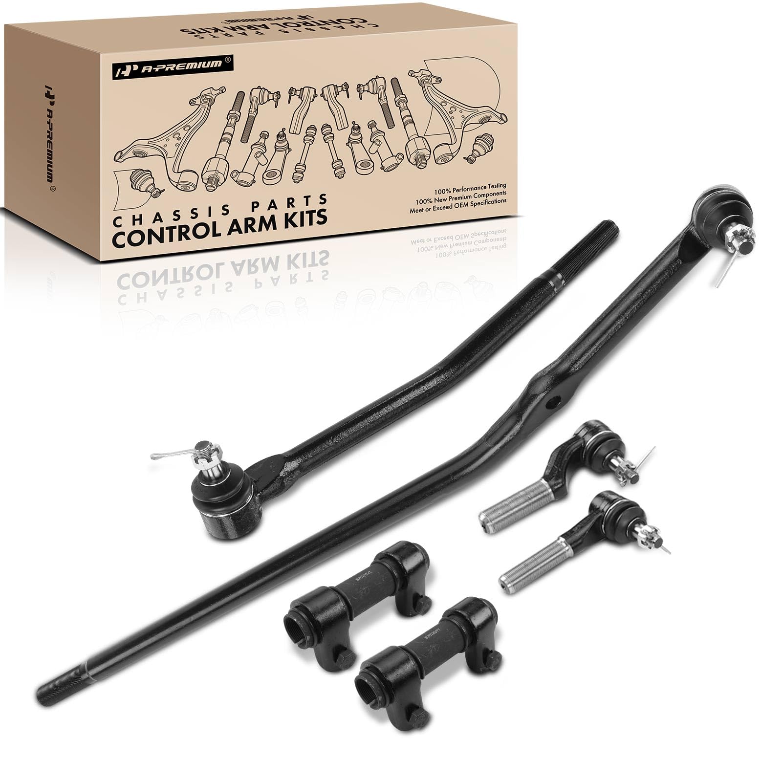 Photo 1 of A-Premium Set of 6, Front Inner & Outer Tie Rod End with Adjusting Sleeve, Compatible with Ford - 1992-2006 - E-250, E-250 Econoline, E-350 Econoline/Club Wagon/Super Duty/Econoline Club Wagon