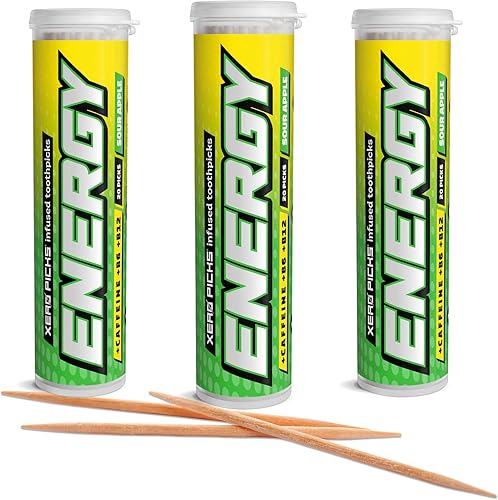 Miniatura 10 de Xero Picks Palillos de Dientes con Sabor Energético con Cafeína, B12 y B6-60 Palillos - (Paquete de 3 - Canela Picante)