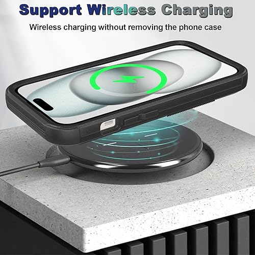 Miniatura 7 de Funda para iPhone 15, 2 protectores de pantalla de vidrio templado, a prueba de caídas de 10 pies, antideslizante, a prueba de golpes, funda de