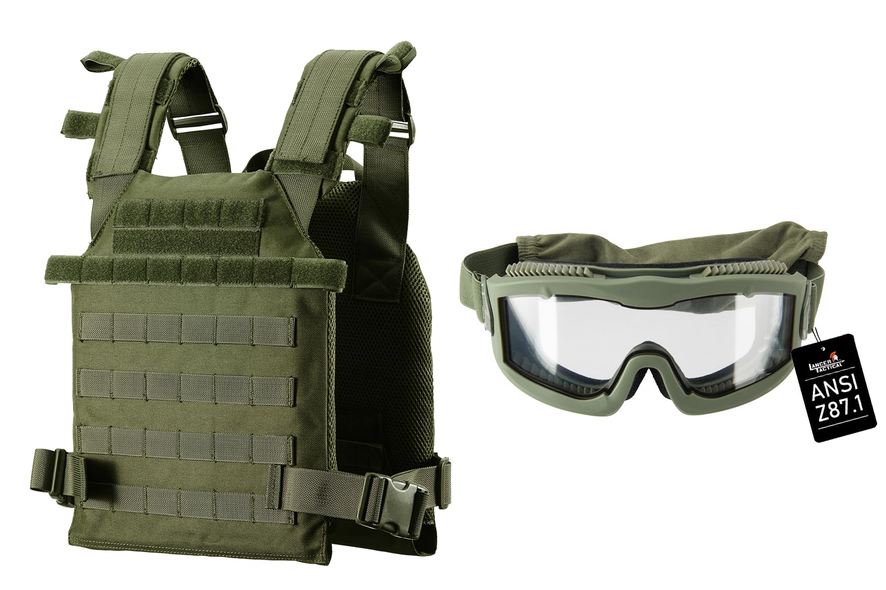 Lancer Tactical Weighted Vest & Goggles for Men and Women Weight Vests Adjustable Strength and Endurance Training Fitness Tactical Running