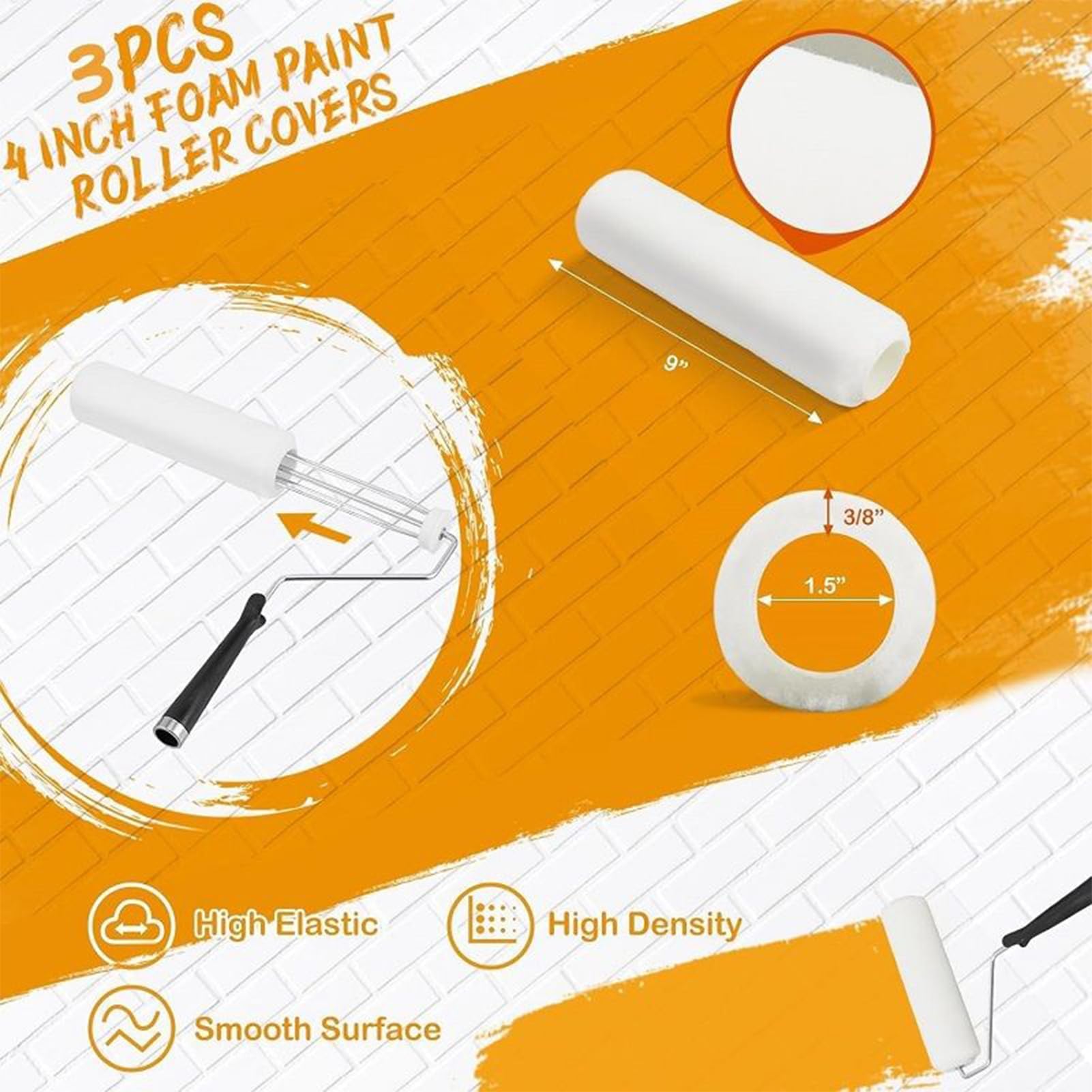 Set di rulli da pittura da 22,9 cm, accessori per pittura da parete, kit pennello e rullo, strumenti con manico estensibile, compatibile con lattice e pittura ad olio | t per il miglioramento della
