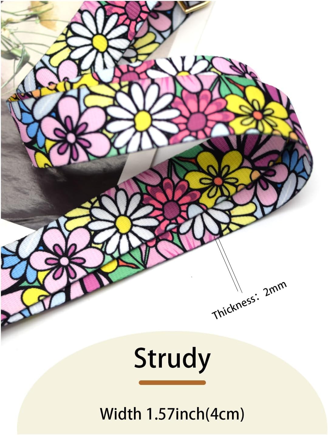 Purse Straps Replacement Crossbody Shoulder Straps, Adjustable Vintage Flower Bag Strap Crossbody for Women - Image 3