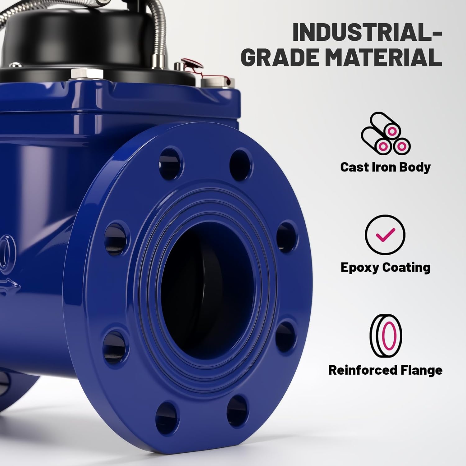 3" Woltmann Helix Water Meter, Pulse Output, Epoxy-Coated Cast Iron, Accuracy Class B, Resistant Seals, Cubic Meter, Non-Potable Use