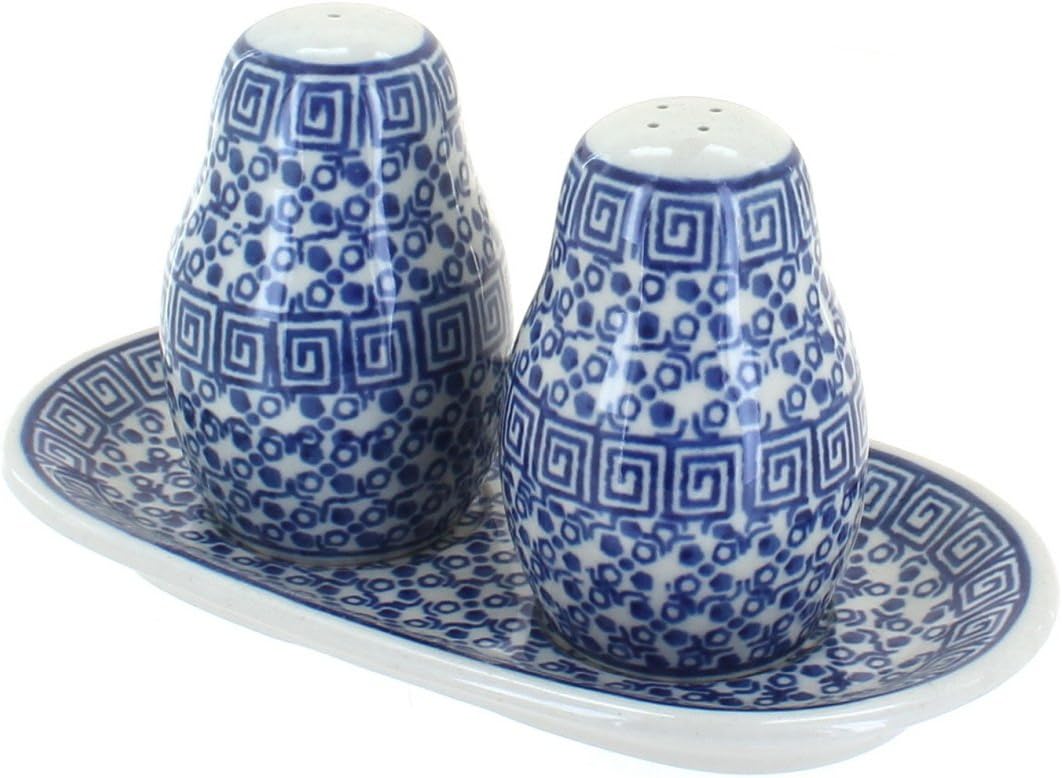 Polish Pottery Olympia Salt & Pepper Shakers with Tray Amazon.ca Home
