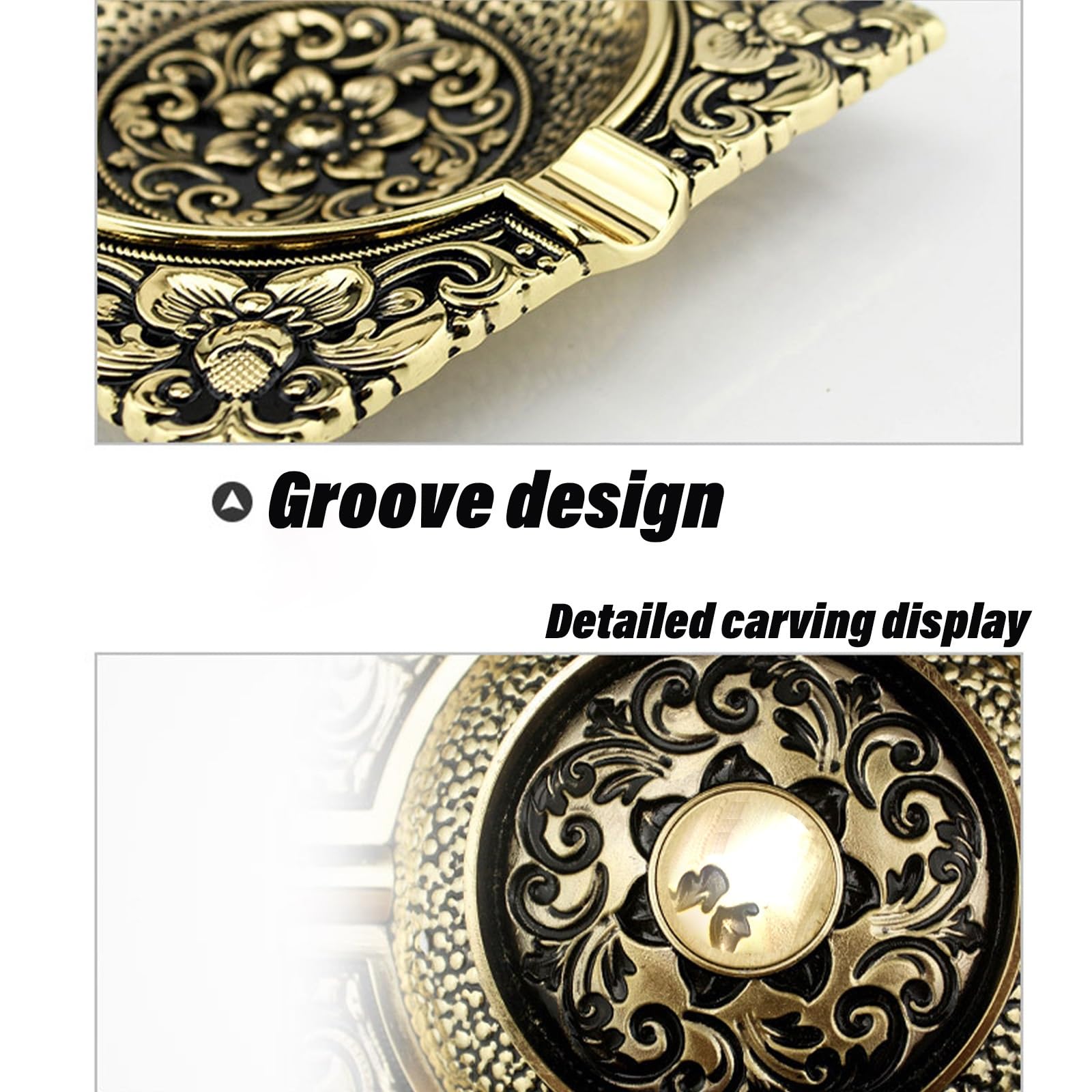 Posacenere retrò in ottone, design quadrato, grande capacità, per interni ed esterni, articolo regalo decorativo