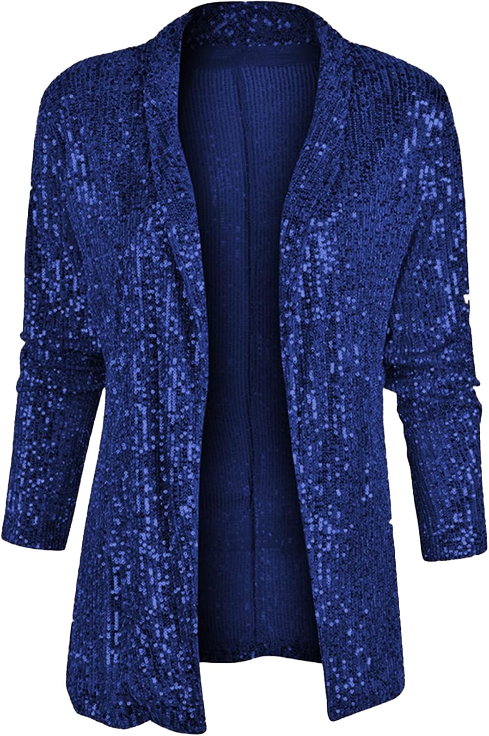 GRASWE Women's Sequin Shiny Blazers Open Front Blazer Long Sleeve Lapel Blazer