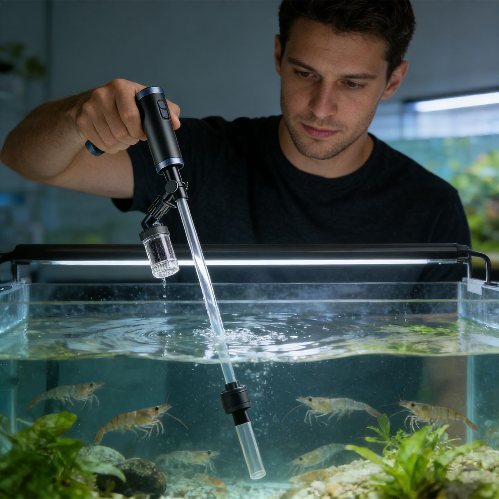 Speed ​​Fish - Mover de agua mineral con manguera de 2 m y raspador para un fácil cuidado del acuario, kit de limpieza de acuarios