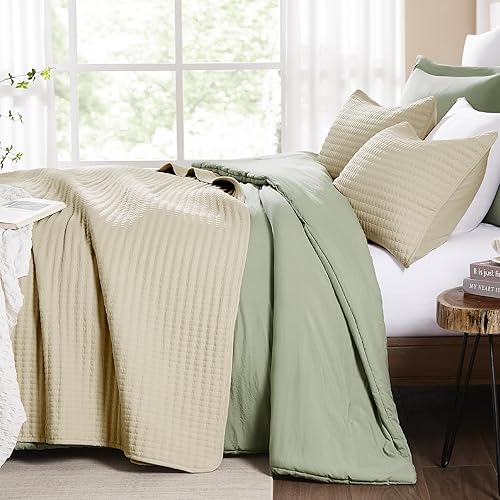 Miniatura 31 de WRENSONGE - Juego de edredón blanco tamaño queen de 3 piezas, colcha ligera para todas las estaciones del verano, juego de ropa de cama suave con 2