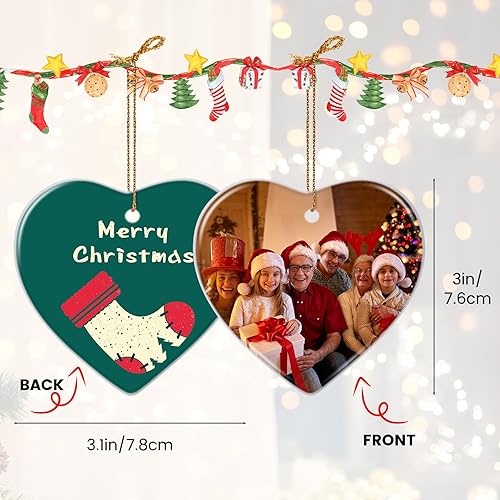 Miniatura 2 de Adornos de Navidad personalizados 2024, adorno colgante de texto con foto personalizada, decoración de árbol de Navidad de cerámica, regalos de