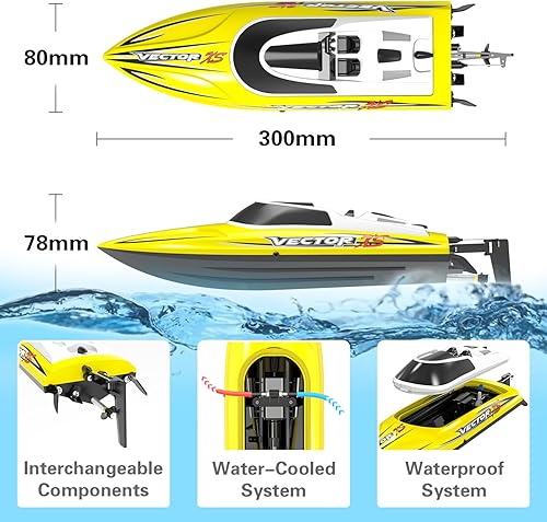 Miniatura 15 de volantexrc Barco de control remoto RC para piscina, control de 2.4 GHz, barcos RC para adultos, barco eléctrico de lago con sistema de refrigeración