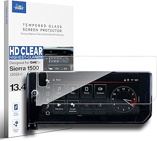 Glass Screen Protector Designed for (2022-2024) GMC Sierra 1500 & (2024+) Sierra Heavy Duty HD 2500 3500 - AT4 / AT4X / Denali / Denali Ultimate 13.4 Inch Touch Screen (with hole button on left) Sierra 1500 HD Accessories (HD Clear)