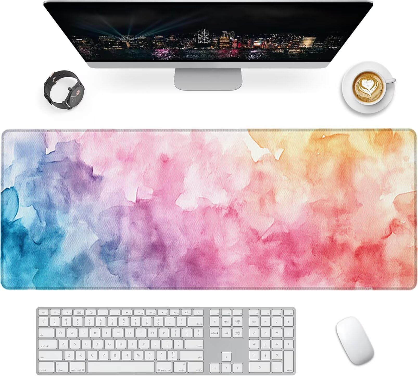 Lpfieonn Rosa Großes Schreibtischunterlage, XXL Schreibtischunterlagen, Blau XXL Wasserdicht Gaming Mousepad mit Vernähter Rand und Rutschfeste Gummibasis, für Laptop/Hause/Büro 120x60cm PF-2529