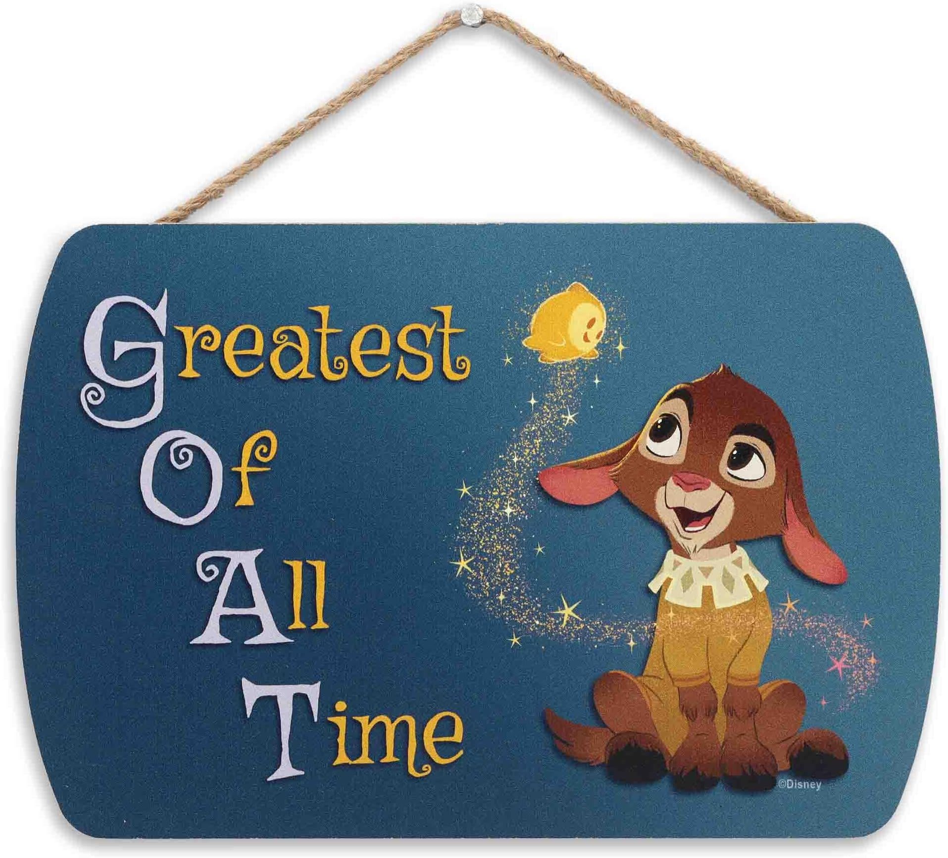Open Road Brands Disney Wish Greatest of All Time Valentino and Star Hanging Wood Wall Decor - Cute Valentino Sign for Home Decor