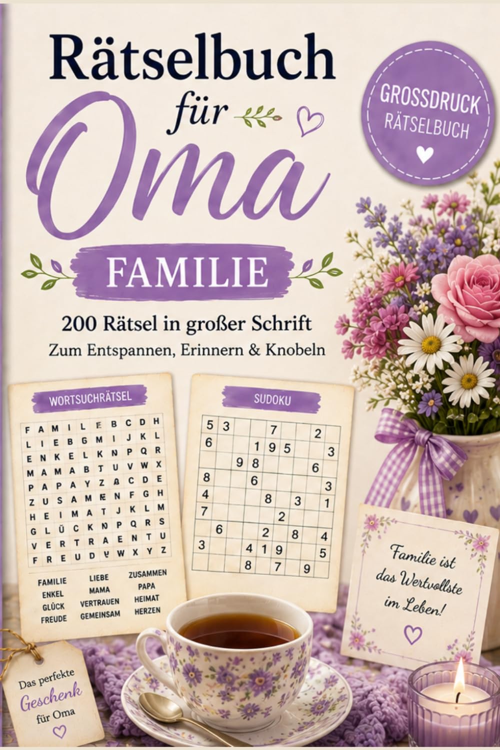 Rätselbuch für Oma – Familie: 200 Rätsel in großer Schrift zum Knobeln – mit Wortsuchrätseln, Sudoku, Wortsalat und vielen mehr – Oma Geschenk ... zum Knobeln, Erinnern und Verschenken)