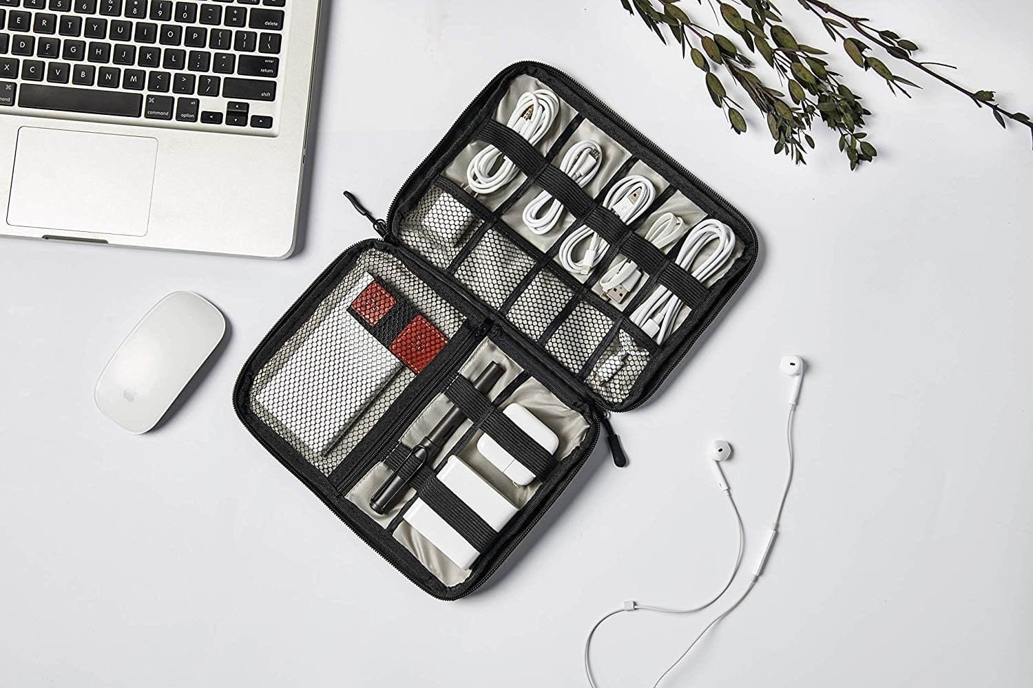 Cable Organizer Bag, Travel Electronics Accessories Carry Case Portable Cord Organizer Bag for USB Cable Cord Pen Hard Cables Earphone Ipad iPhone with 8 Cable Ties (Up to 7.9)