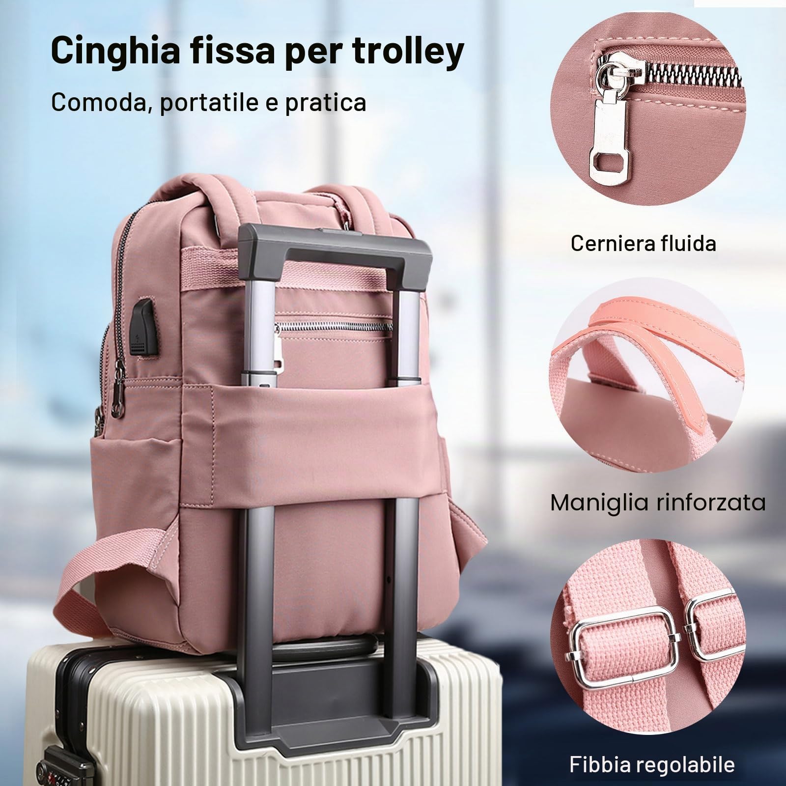 FANDARE Zaini Casual Laptop Borsetta Zainetto Cartelle Donna Zaino Scuola con USB Adolescente Borse a Zaino Ragazza Zainetti Daypacks per All'aperto Viaggio Shopping Impermeabile Nylon