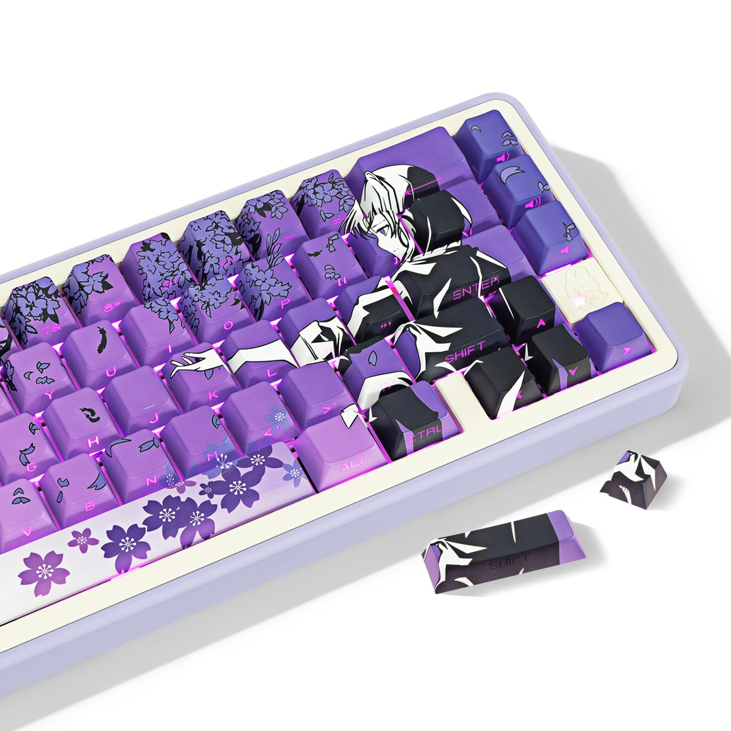 Teclas PBT para teclado mecánico Cherry MX con perfil Cherry de anime japonés 8