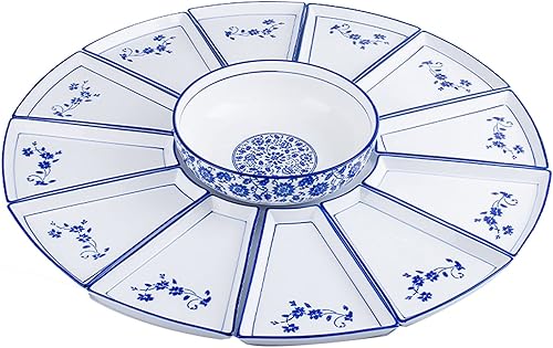 Set Reunion Plato Vajilla Combinación de Mesa Redonda de Cerámica en Forma de Ventilador Platos de Año Nuevo Platos Hogar Cuencos y Platos