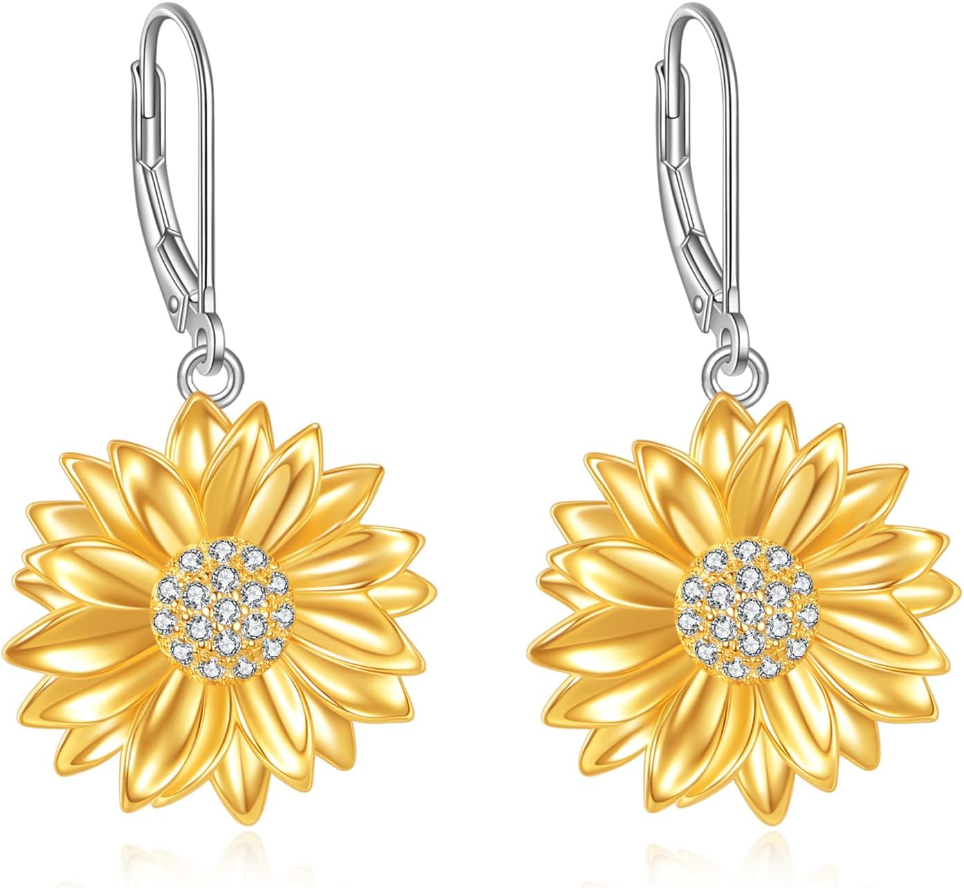 POPLYKE Flower Drop Dangle Earrings Sterling Silver Floral Leverback Earrings Birthday Gift for Her Women