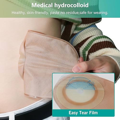 Miniatura 2 de VLOOKUP 20 bolsas de colostomía, suministros de ostomía, bolsas de ostomía cerradas de una pieza para el cuidado del estoma de ileostomía