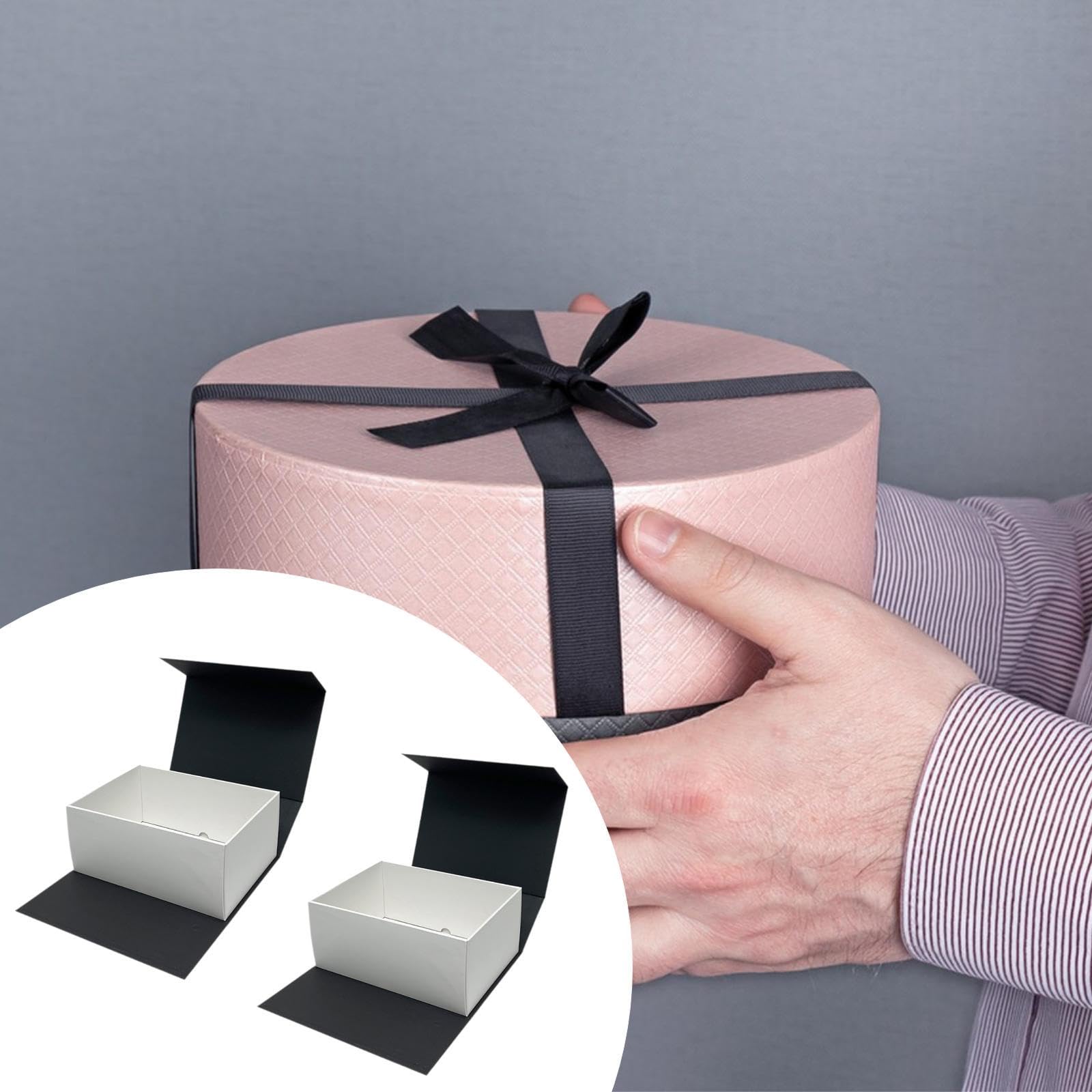2X Geschenkbox mit Deckel, Faltbarer Hut-Organizer für Baseballkappen zum, Schwarz-Weiss