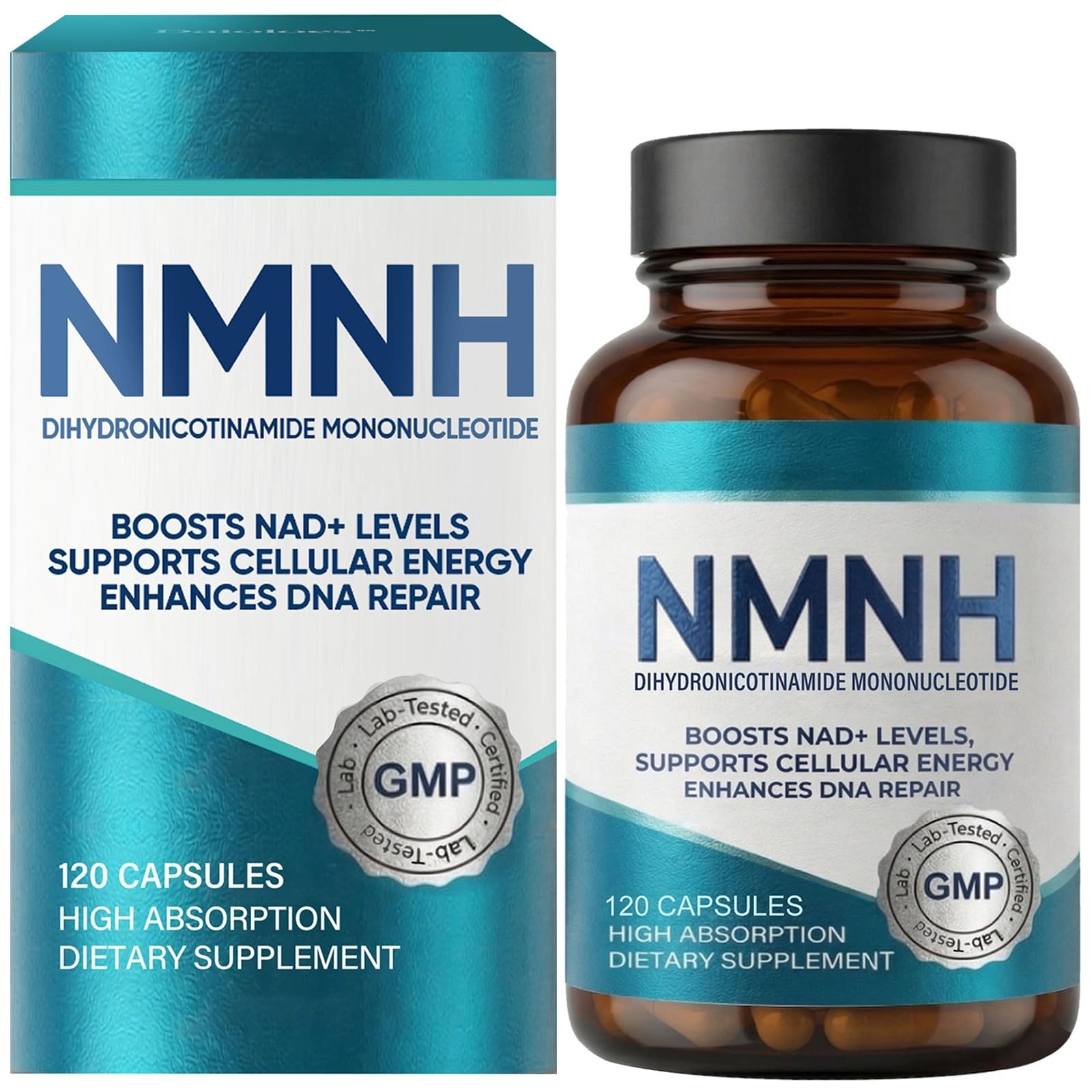 NMNH 1000 mg - Complément Alimentaire, Bêta-Nicotinamide Mononucléotide (Forme Réduite), Précurseur de NAD+ pour Soutien de l'Énergie Cellulaire et de la Vitalité, Sans OGM, Gélules Végétales